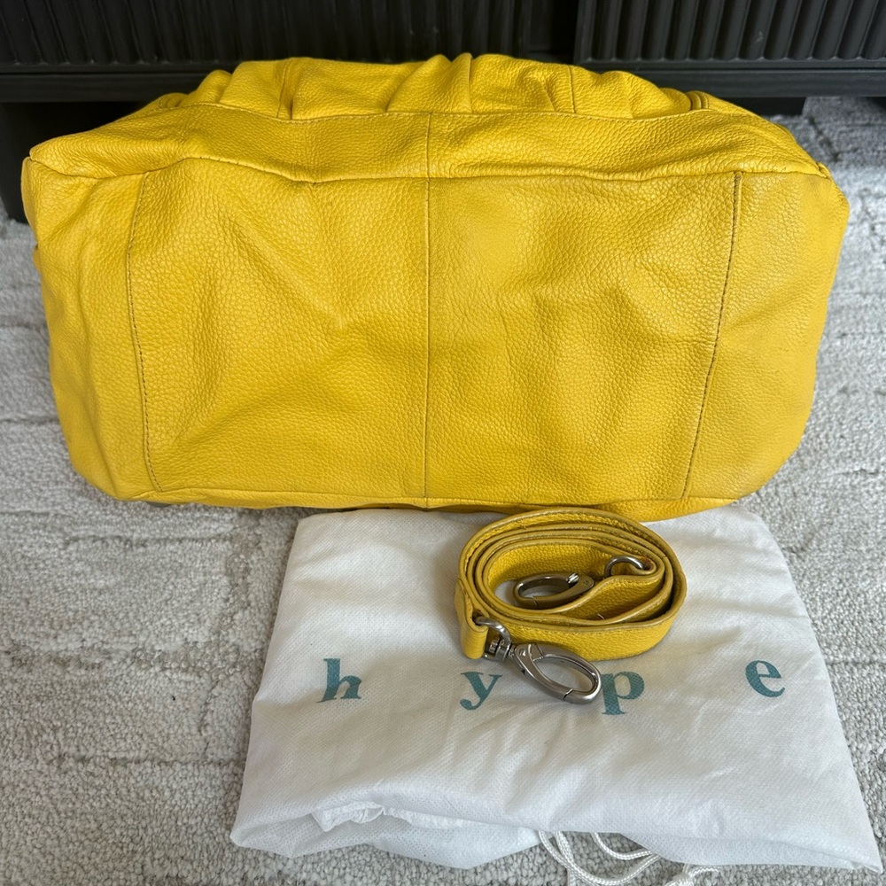 Hype Y2K Yellow Pebbled Leather Satchel with Detachable Strap - Costa Del Sol - Picture 10 of 13